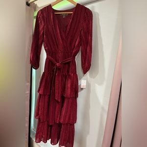 Burgundy Ruffled Dress